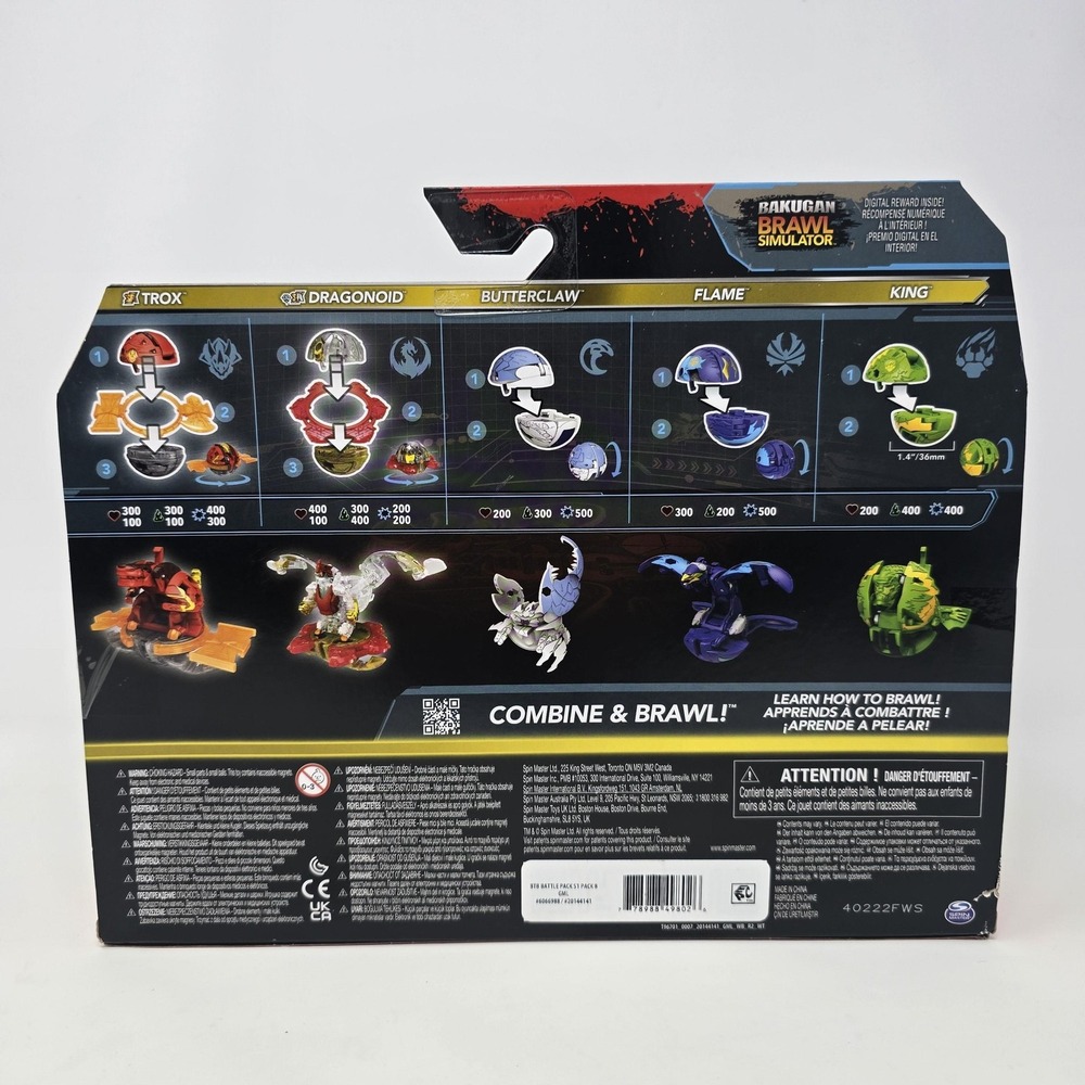 Bakugan Battle Pack Special Attack Trox Dragonoid Butterclaw Flame King Sealed N - Picture 2 of 5